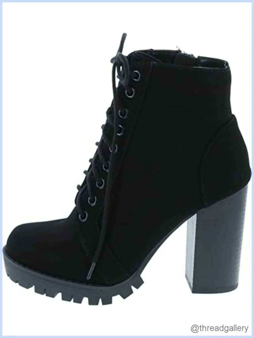 Fashion Lace Up Military Inspired Ankle Boot with Stacked Heel